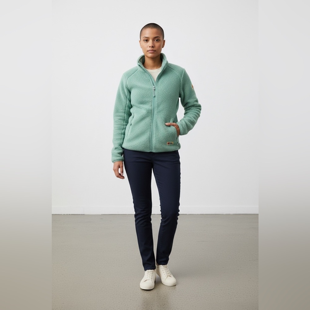 Fjallraven Women's Mint Green Full-Zip Teddy Fleece Jacket